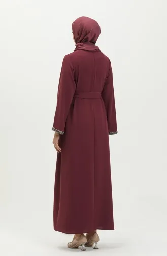 Abendkleid mit Steindetails 0008-05 Rotviolett 0008-05