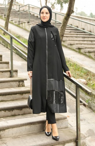 Abaya Pailletée 35987-01 Noir 35987-01