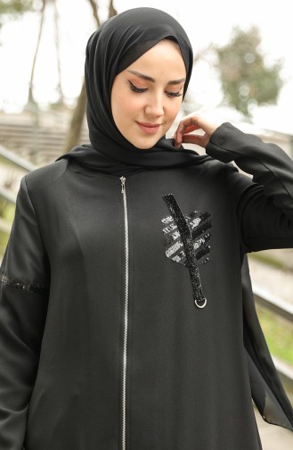 Abaya Pailletée 35987-01 Noir 35987-01