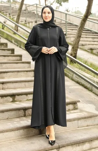 Abaya Zippée Grande Taille 35993-02 Noir 35993-02