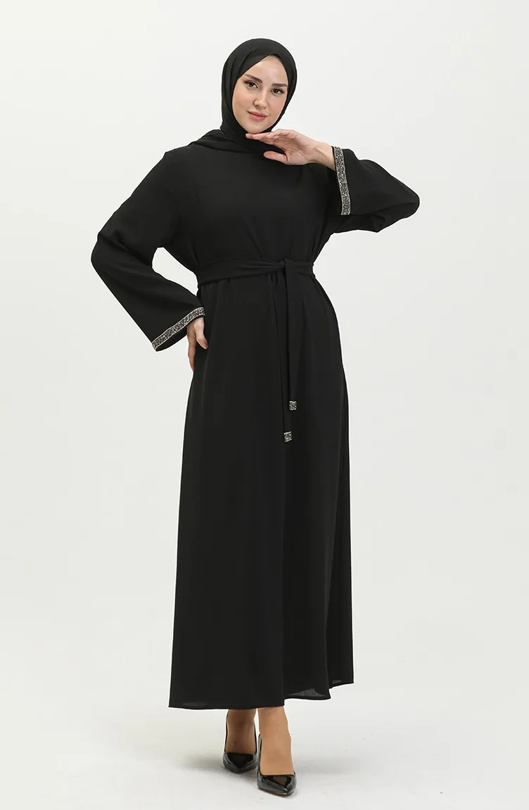 Robe de Soirée en Pierre 0008-02 Noir 0008-02