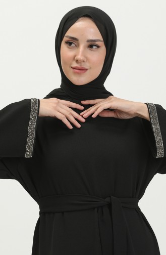 Robe de Soirée en Pierre 0008-02 Noir 0008-02