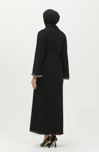 Robe de Soirée en Pierre 0008-02 Noir 0008-02