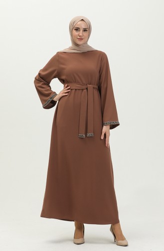 Taşlı Abiye Elbise 0008-06 Taba