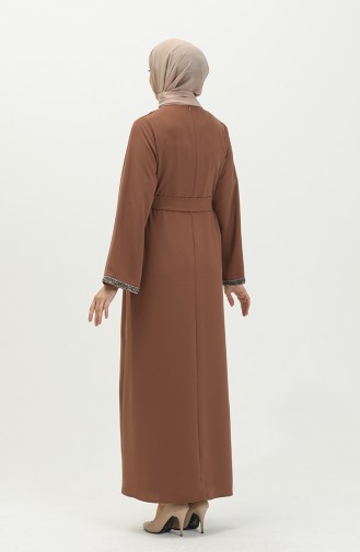 Taşlı Abiye Elbise 0008-06 Taba