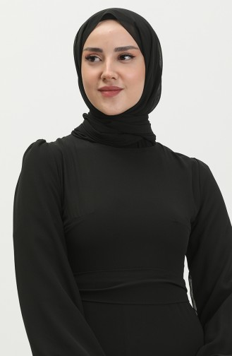 Gefälteltes Abendkleid 5712-01 Schwarz 5712-01