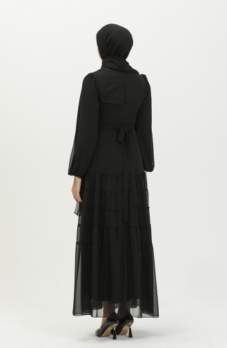 Gefälteltes Abendkleid 5712-01 Schwarz 5712-01