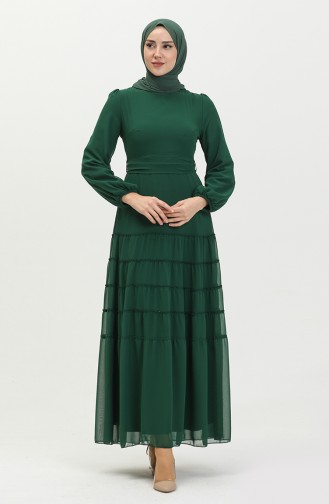 Shirred Evening Dress 5712-05 Emerald Green 5712-05