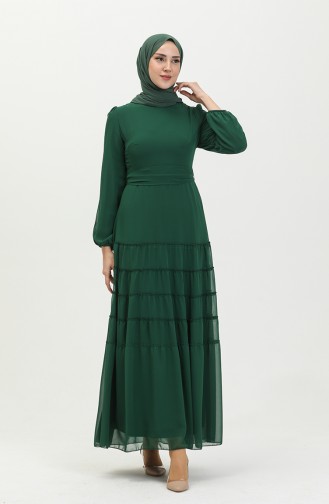 Shirred Evening Dress 5712-05 Emerald Green 5712-05