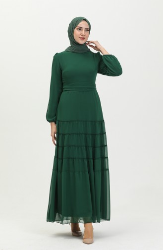 Gefälteltes Abendkleid 5712-05 Smaragdgrün 5712-05