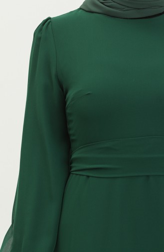 فستان سهرة مطوي 5712-05 أخضر زمردي 5712-05