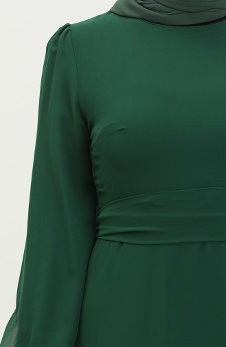 Robe de Soirée Plissée 5712-05 Vert Emeraude 5712-05