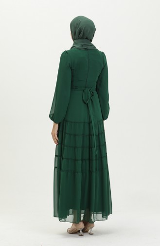 Robe de Soirée Plissée 5712-05 Vert Emeraude 5712-05