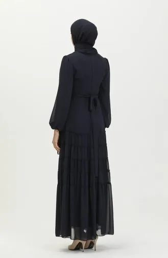 Gefälteltes Abendkleid 5712-09 Dunkelblau 5712-09