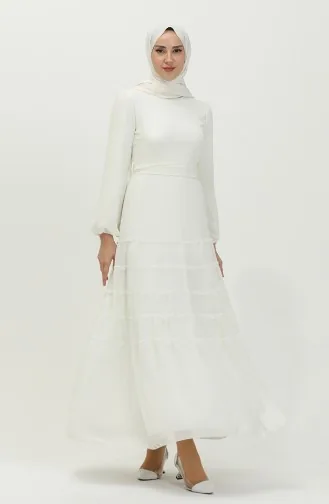 Gefälteltes Abendkleid 5712-10 Weiß 5712-10