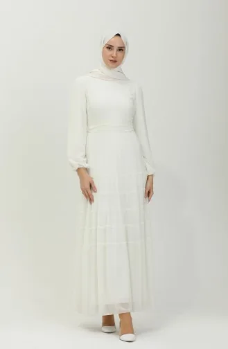 Gefälteltes Abendkleid 5712-10 Weiß 5712-10