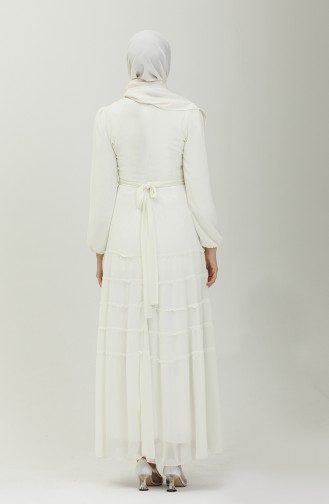 Robe de Soirée Plissée 5712-10 Blanc 5712-10