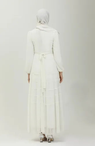 Gefälteltes Abendkleid 5712-10 Weiß 5712-10