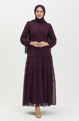 Robe de Soirée Plissée 5712-11 Pourpre 5712-11