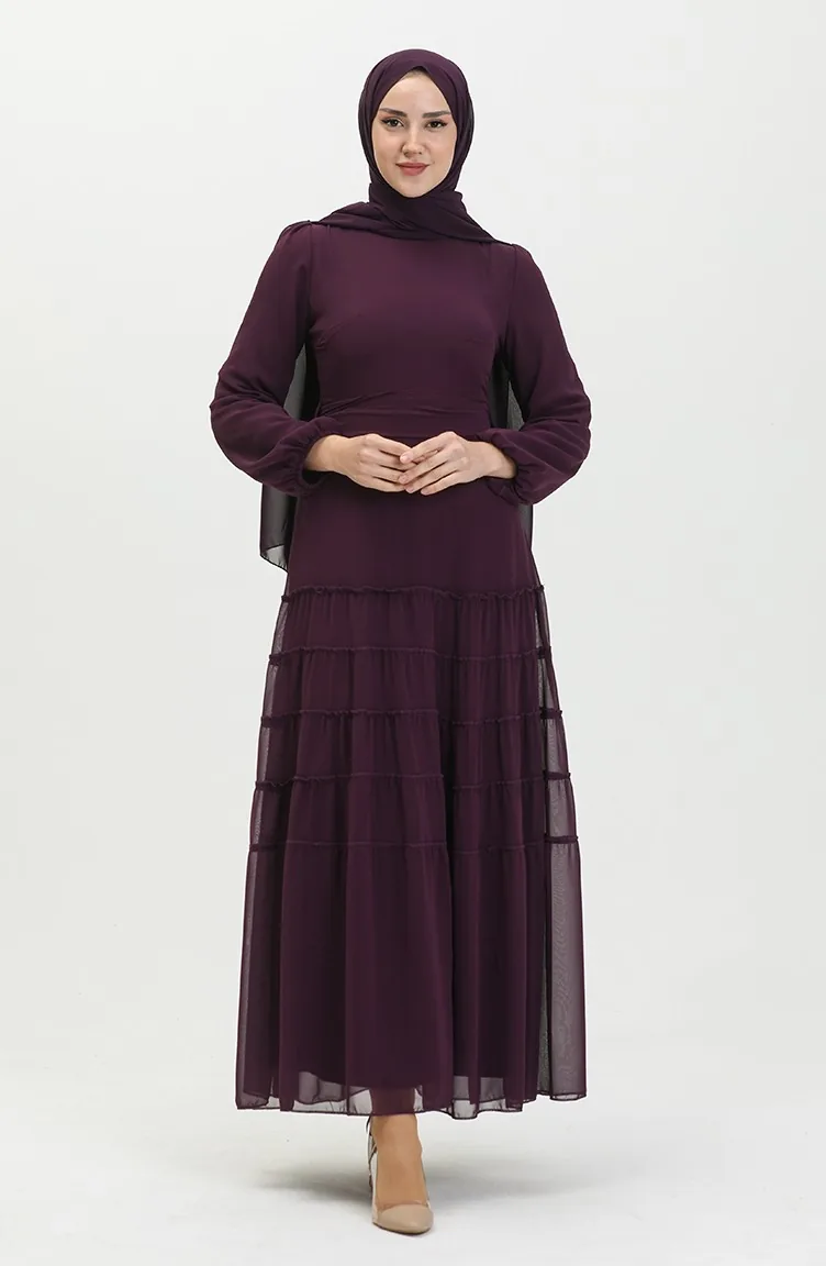 Robe de Soirée Plissée 5712-11 Pourpre 5712-11