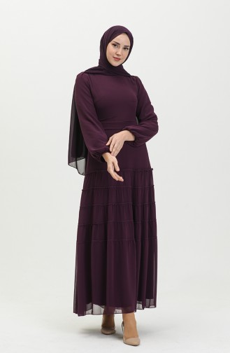 Robe de Soirée Plissée 5712-11 Pourpre 5712-11