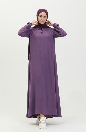 Elastic Sleeve Dress 1838-01 Purple 1838-01