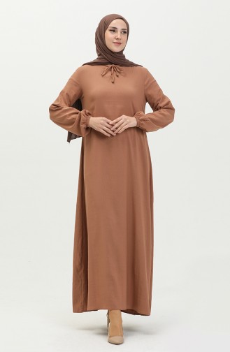 Kleid mit elastische Ärmel 1838-03 Braun 1838-03