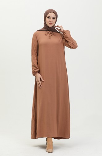 Kleid mit elastische Ärmel 1838-03 Braun 1838-03