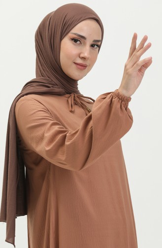Kleid mit elastische Ärmel 1838-03 Braun 1838-03