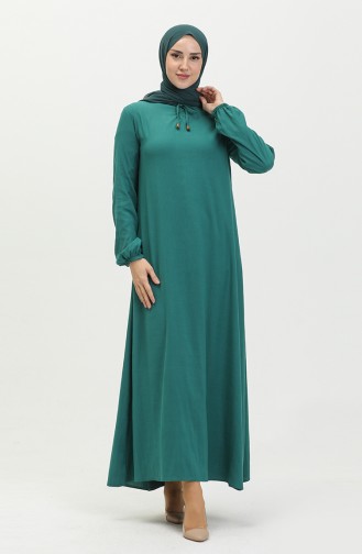 Elastic Sleeve Dress 1838-04 Emerald Green 1838-04