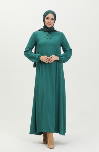 Kleid mit elastische Ärmel 1838-04 Smaragdgrün 1838-04