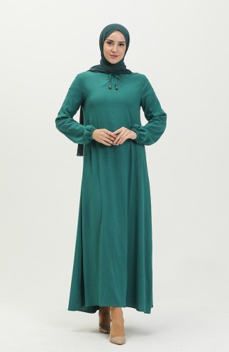 Elastic Sleeve Dress 1838-04 Emerald Green 1838-04