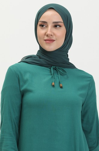 Kolu Lastikli Elbise 1838-04 Zümrüt Yeşil