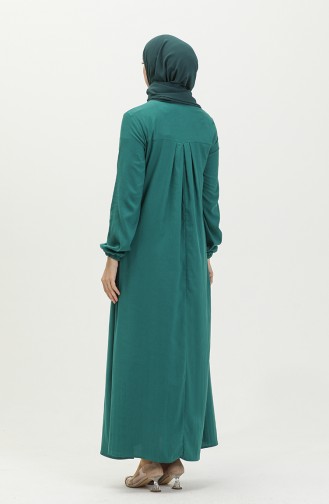 Elastic Sleeve Dress 1838-04 Emerald Green 1838-04