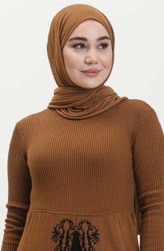 Tobacco Brown İslamitische Jurk 0522-09