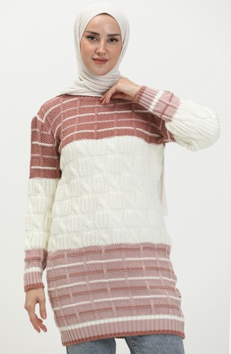 Knitwear Color Block Tunic 80066b-03 Dusty Rose Powder 80066B-03
