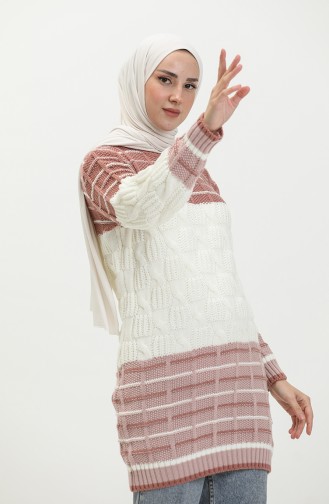 Knitwear Color Block Tunic 80066b-03 Dusty Rose Powder 80066B-03