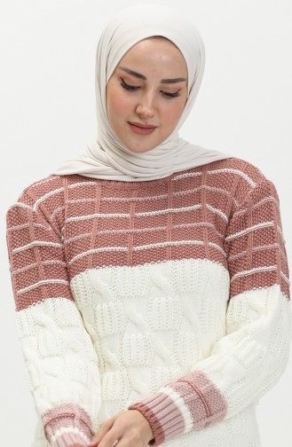 Knitwear Color Block Tunic 80066b-03 Dusty Rose Powder 80066B-03
