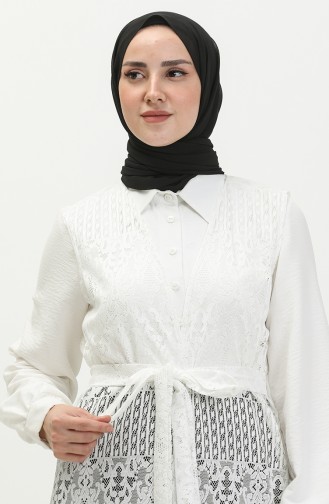 Belted Lace Vest 15057-05 White 15057-05