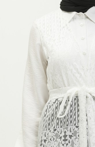 Belted Lace Vest 15057-05 White 15057-05
