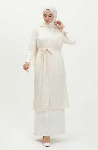 Spitzen-Weste mit Gürtel 15057-06 Creme 15057-06