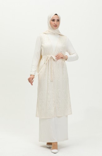Spitzen-Weste mit Gürtel 15057-06 Creme 15057-06