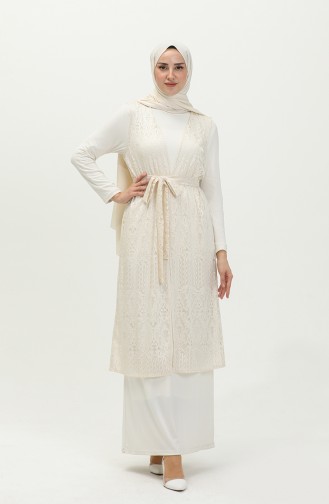 Spitzen-Weste mit Gürtel 15057-06 Creme 15057-06