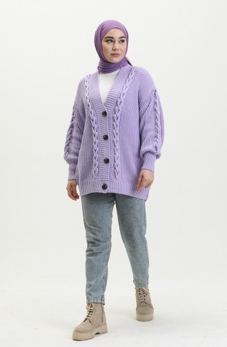 Buttoned Knitwear Cardigan 0548-15 Lilac 0548-15