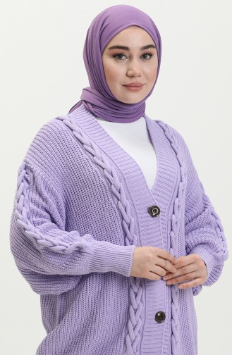 Buttoned Knitwear Cardigan 0548-15 Lilac 0548-15