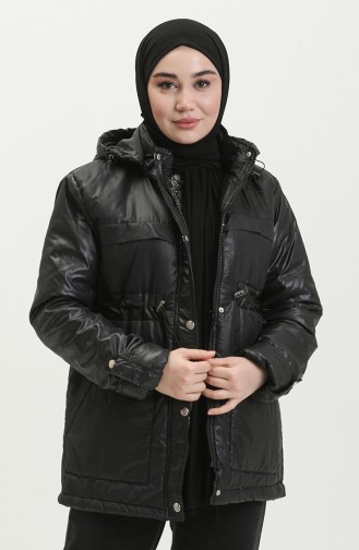 Manteau Matelassé à Capuche 9015-05 Noir 9015-05