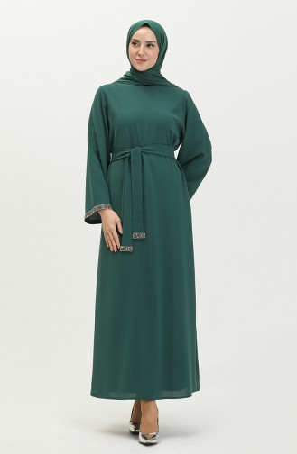 Robe de Soirée en Pierre 0008-03 Vert Emeraude 0008-03