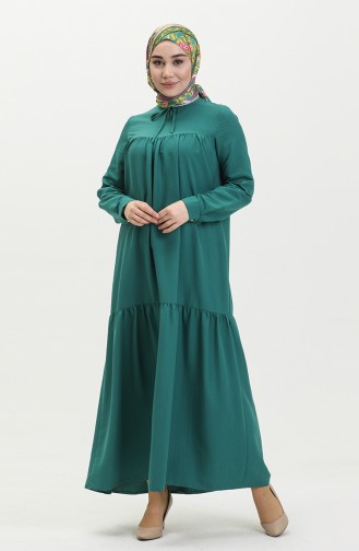 Shirred Dress 1837-04 Emerald Green 1837-04