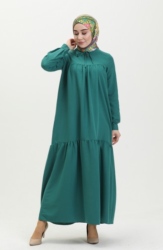 Shirred Dress 1837-04 Emerald Green 1837-04