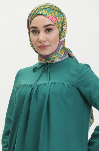 Shirred Dress 1837-04 Emerald Green 1837-04